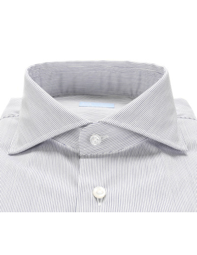 IL SARTORE NAPOLI DRESS SHIRT - WHITE & BLUE - STRETCH COTTON