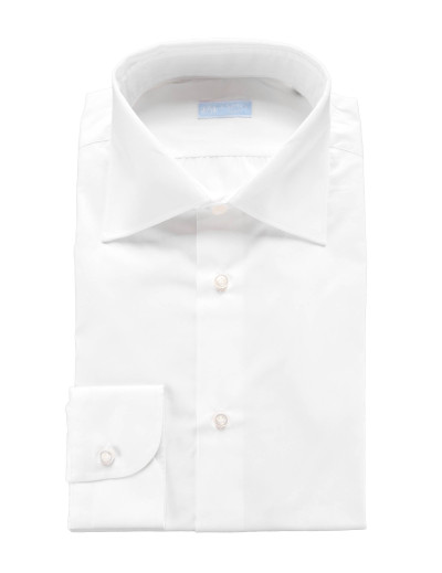 Il sartore Vincenzo Di Ruggiero solid white dress shirt poplin Italy Napoli