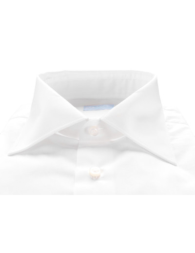 Il sartore Vincenzo Di Ruggiero solid white dress shirt poplin Italy Napoli