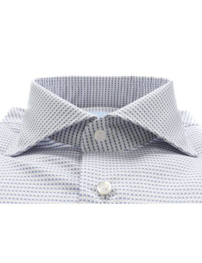 IL SARTORE NAPOLI DRESS SHIRT - WHITE & BLUE - STRETCH COTTON