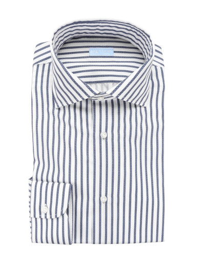 IL SARTORE NAPOLI DRESS SHIRT - WHITE & BLUE - COTTON JERSEY