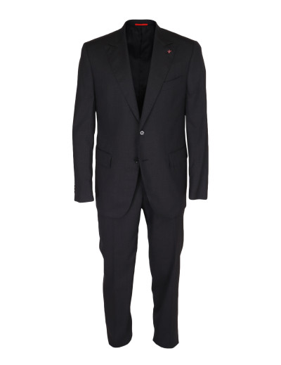ISAIA "GREGORY" SUIT  - GREY & BLACK - STRETCH WOOL & SILK
