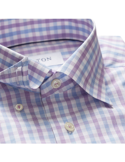 ETON DRESS SHIRT - WHITE, BLUE & PURPLE - COTTON