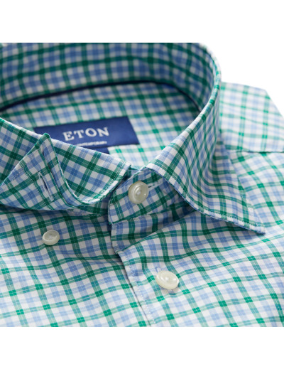 ETON DRESS SHIRT - WHITE, BLUE & GREEN - COTTON Default