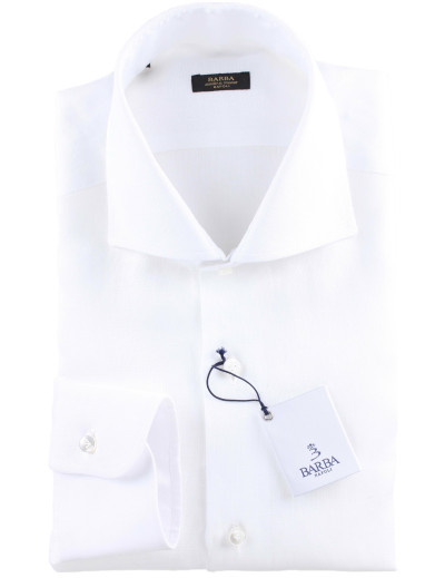 BARBA NAPOLI DRESS SHIRT - GOLD LABEL - WHITE - LINEN Default