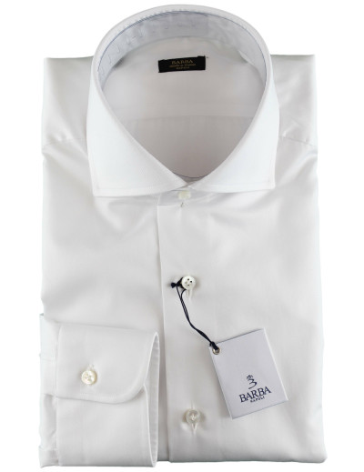 BARBA NAPOLI DRESS SHIRT - GOLD LABEL - SOLID WHITE - TWILL Default