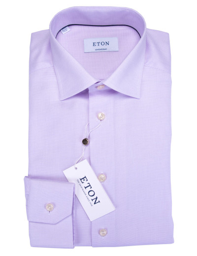 ETON DRESS SHIRT - WHITE & PURPLE - COTTON Default