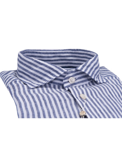 ETON DRESS SHIRT - WHITE & BLUE - LINEN Default