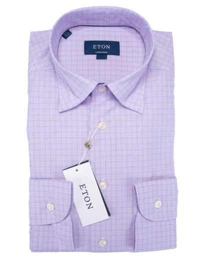 ETON DRESS SHIRT - WHITE & PURPLE - COTTON Default