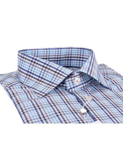ETON DRESS SHIRT - WHITE, BLUE & BROWN - COTTON Default