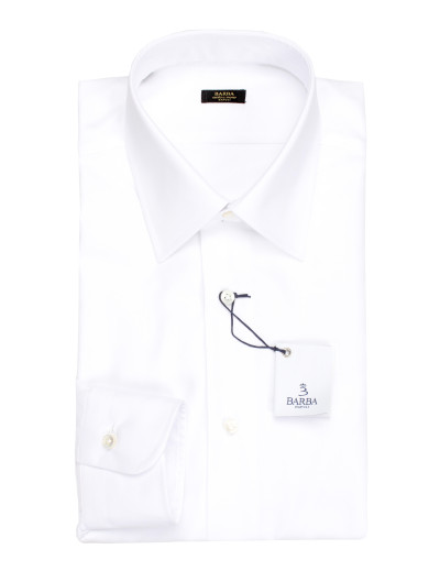BARBA NAPOLI DRESS SHIRT - GOLD LABEL - WHITE - COTTON PINPOINT Default