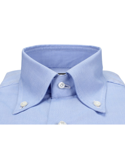 BARBA NAPOLI DRESS SHIRT - GOLD LABEL - SOLID SKY BLUE - PINPOINT Default