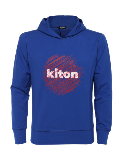 KITON HOODIE SWEATSHIRT - BLUE - STRETCH COTTON
