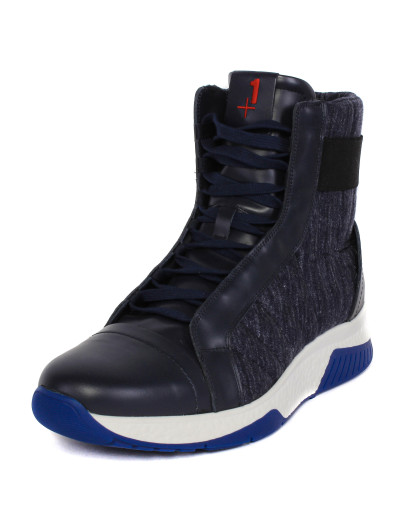 KITON KNT SNEAKERS - PLUS ONE SPECIAL EDITION - BLUE - LEATHER, CASHMERE & SILK Default