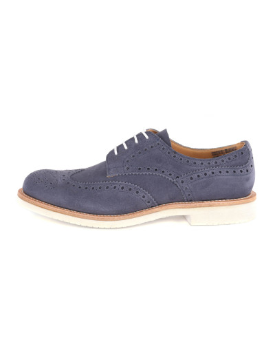 JOSEPH CHEANEY DERBY BROGUE SHOES - CALFSKIN SUEDE - DENIM BLUE