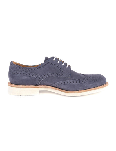 JOSEPH CHEANEY DERBY BROGUE SHOES - CALFSKIN SUEDE - DENIM BLUE