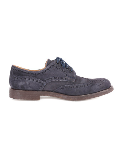 JOSEPH CHEANEY DERBY BROGUE SHOES - CALFSKIN SUEDE - NAVY BLUE