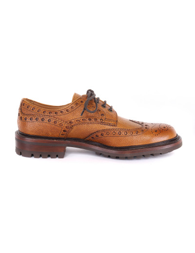 JOSEPH CHEANEY DERBY BROGUE SHOES - CALFSKIN - ALMOND