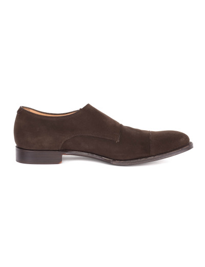 JOSEPH CHEANEY DOUBLE MONK SHOES - CALFSKIN SUEDE - DARK BROWN
