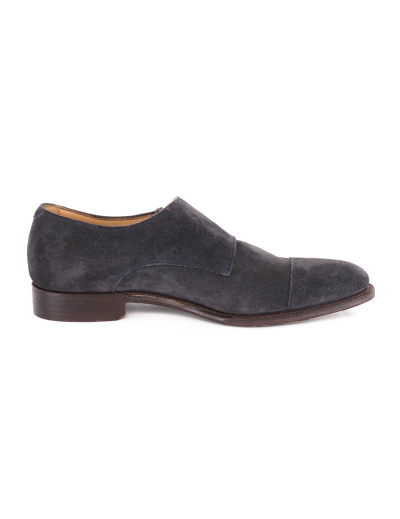 JOSEPH CHEANEY DOUBLE MONK SHOES - CALFSKIN SUEDE - BLUE