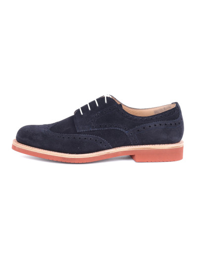 JOSEPH CHEANEY DERBY BROGUE SHOES - CALFSKIN SUEDE - NAVY BLUE