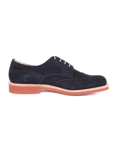 JOSEPH CHEANEY DERBY BROGUE SHOES - CALFSKIN SUEDE - NAVY BLUE