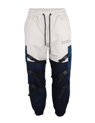 KA-1 DRAWSTRINGS PANTS - GREY & BLUE - STRETCH COTTON Default