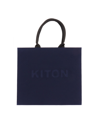 KITON PORTFOLIO BAG - COTTON & CALFSKIN - BLUE Default
