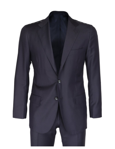 Kiton Napoli solid navy blue suit
