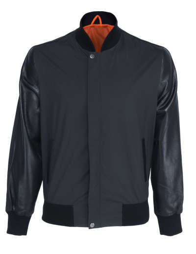MARCO PESCAROLO BASEBALL JACKET - DARK BLUE - LAMBSKIN & POLYESTER