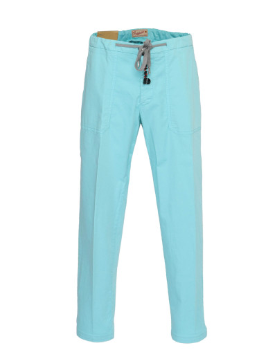 MARCO PESCAROLO PANTS - TURQUOISE - STRETCH COTTON & CASHMERE