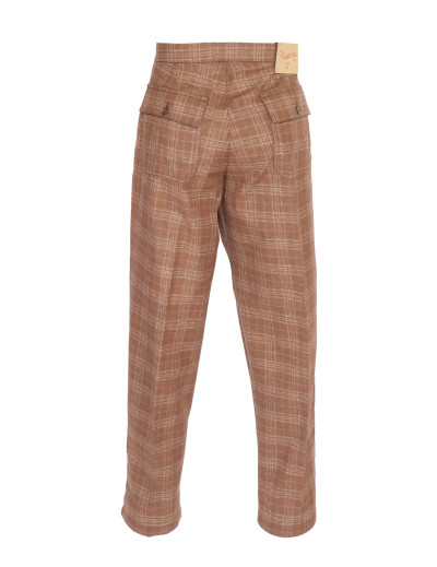 MARCO PESCAROLO PANTS - BROWN - STRETCH WOOL, COTTON & SILK