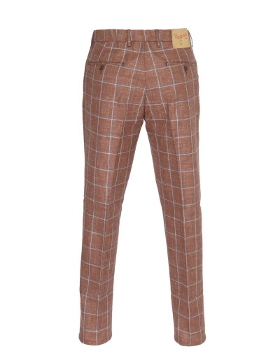 MARCO PESCAROLO PANTS - BROWN & BLUE - WOOL, SILK & LINEN
