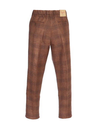 MARCO PESCAROLO PANTS - BROWN - STRETCH WOOL, SILK & LINEN
