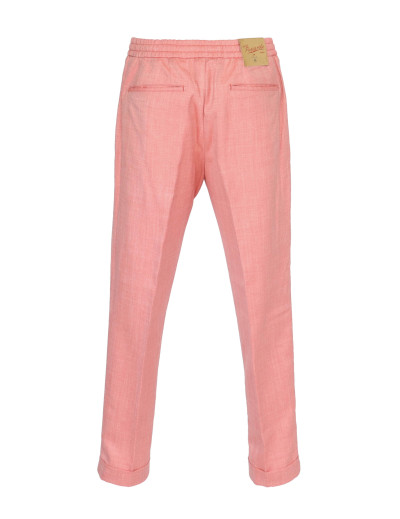 MARCO PESCAROLO PANTS - CORAL - WOOL, SILK & LINEN