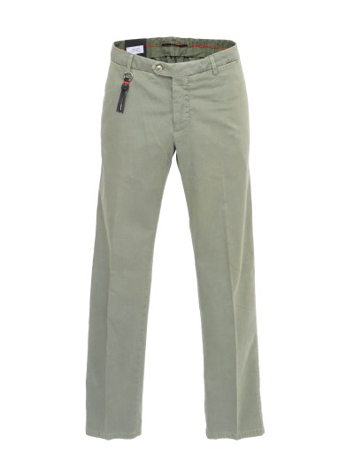 MARCO PESCAROLO PANTS - GREEN - STRETCH COTTON & SILK