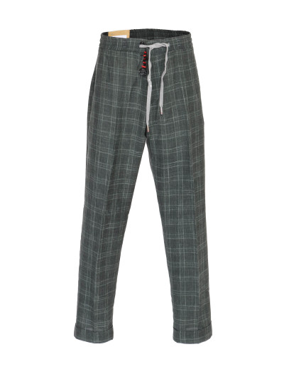 MARCO PESCAROLO PANTS - DARK GREEN - LIGHTWEIGHT WOOL, SILK & LINEN