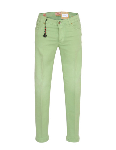 MARCO PESCAROLO PANTS - GREEN - STRETCH COTTON & SILK