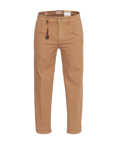 MARCO PESCAROLO PANTS - BROWN - STRETCH COTTON & SILK