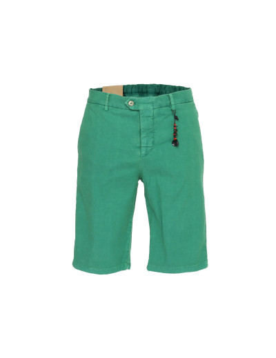 MARCO PESCAROLO SHORTS - GREEN - STRETCH LINEN & COTTON