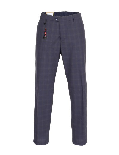 MARCO PESCAROLO PANTS - BLUE & BROWN - LIGHTWEIGHT WOOL