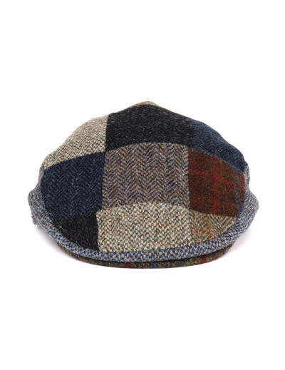 Oxford blue Harris Tweed wool flat cap