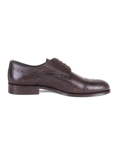 POLLINI BROGUE SHOES - CALFSKIN - DARK BROWN