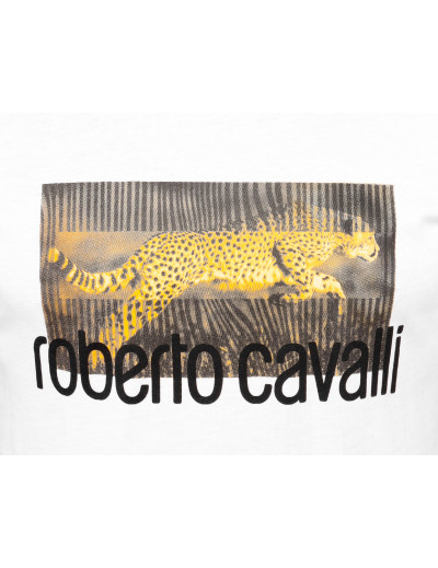 ROBERTO CAVALLI T-SHIRT - WHITE - COTTON