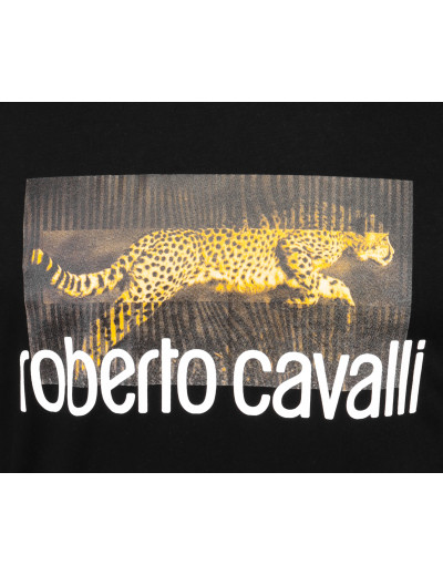 ROBERTO CAVALLI T-SHIRT - BLACK - COTTON