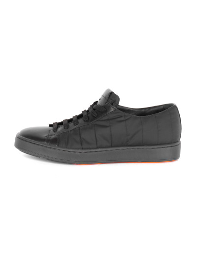 SANTONI SNEAKERS - FABRIC & CALFSKIN - BLACK