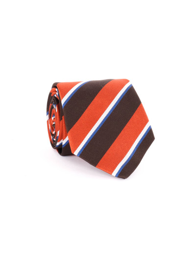SARTORIA CIARDI TIE - ORANGE & BROWN - PURE SILK